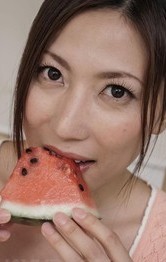 Japanese Mom Blowjob - Mirei Yokoyama wants to play with cock after having water melon